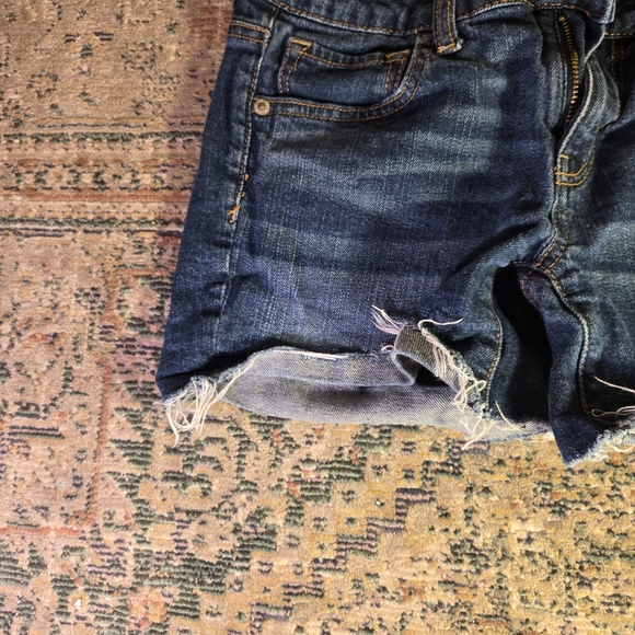 American Eagle Women's Sz 4 Low Waisted Blue Jean Micro Shorts Distressed #54485 - Picture 5 of 8